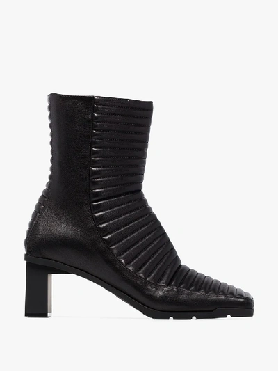 Shop Balenciaga Black 60 Leather Quilted Biker Boots