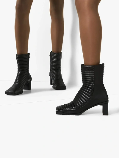 Shop Balenciaga Black 60 Leather Quilted Biker Boots