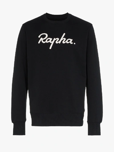 Shop Rapha Black Logo Embroidered Organic Cotton Sweatshirt