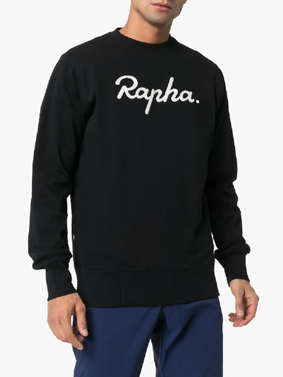 Shop Rapha Black Logo Embroidered Organic Cotton Sweatshirt