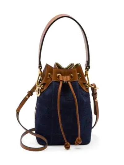 Shop Fendi Women's Mini Mon Tresor Denim Bucket Bag In Blue Gold