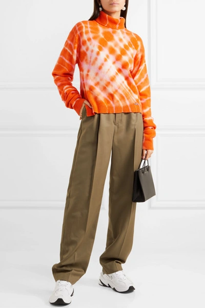 Shop Aries Tie-dyed Wool Turtleneck Sweater In Orange
