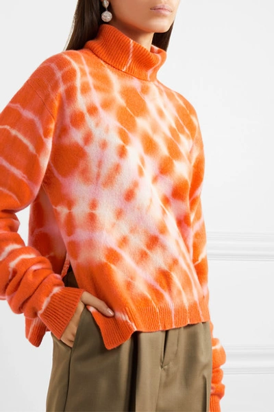 Shop Aries Tie-dyed Wool Turtleneck Sweater In Orange