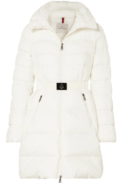 Shop Moncler Belted Quilted Shell Down Jacket In White