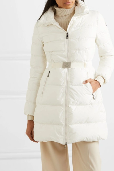 Shop Moncler Belted Quilted Shell Down Jacket In White