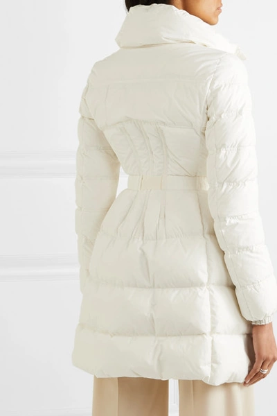 Shop Moncler Belted Quilted Shell Down Jacket In White