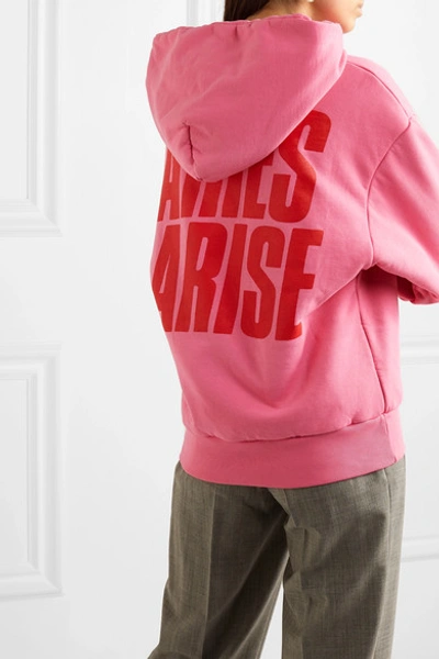 Shop Aries Printed Cotton-jersey Hoodie In Pink