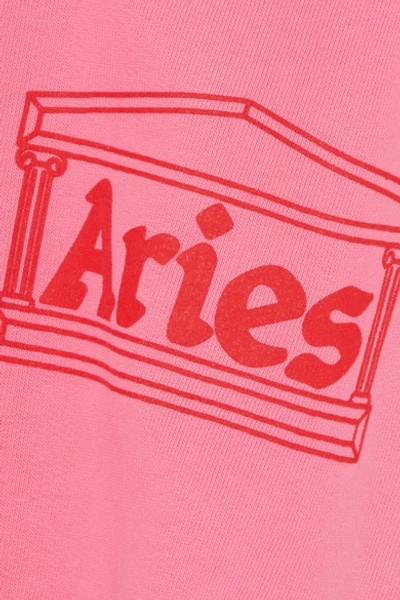 Shop Aries Printed Cotton-jersey Hoodie In Pink