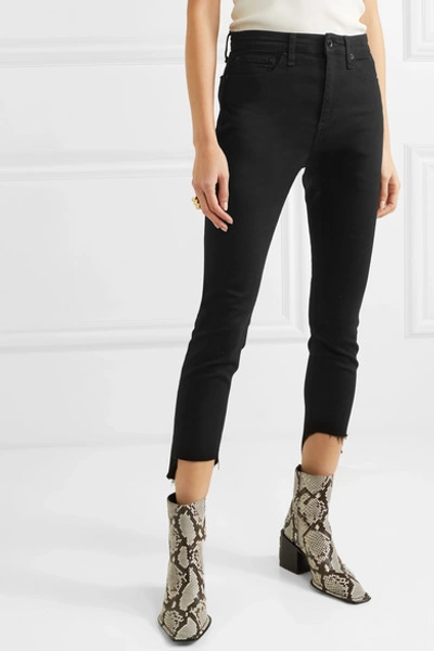 Shop Rag & Bone Nina Cropped Distressed High-rise Skinny Jeans In Black