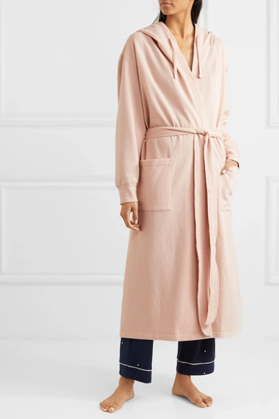 Shop Eberjey Larken Hooded Cotton-blend Robe In Blush