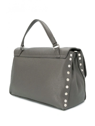 Shop Zanellato Small Postina Leather Bag In Grey