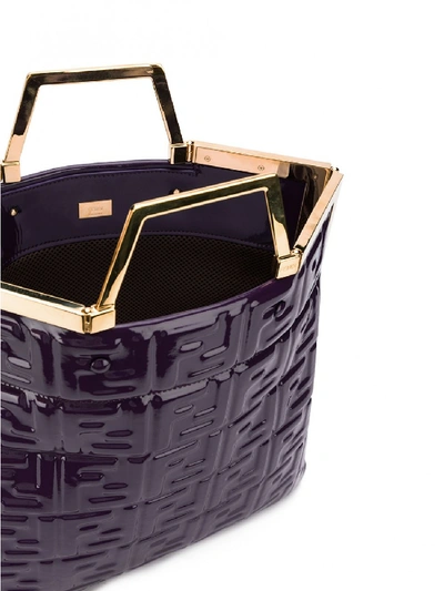 Shop Fendi Leather Shopping Bag In Violet