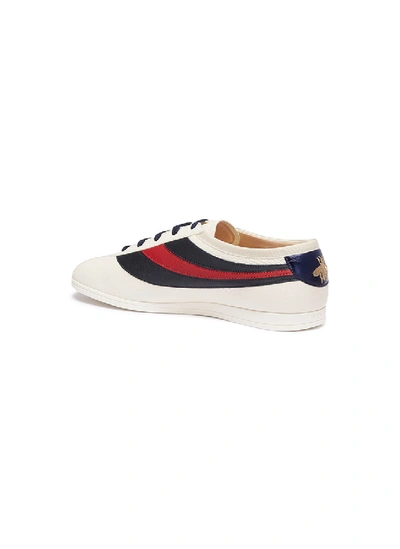 Shop Gucci 'falacer' Web Stripe Leather Sneakers In White