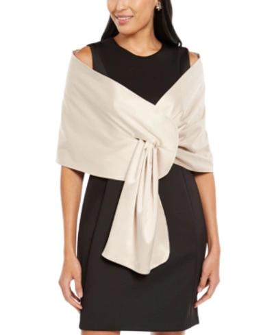 Shop Adrianna Papell Charmeuse Shawl In Champagne