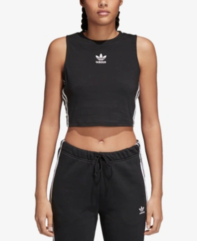Shop Adidas Originals Women's Adicolor Cotton Cropped Tank Top In Black