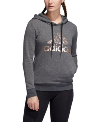 Shop Adidas Originals Adidas Women's Metallic Logo Hoodie In Dark Gray Heather
