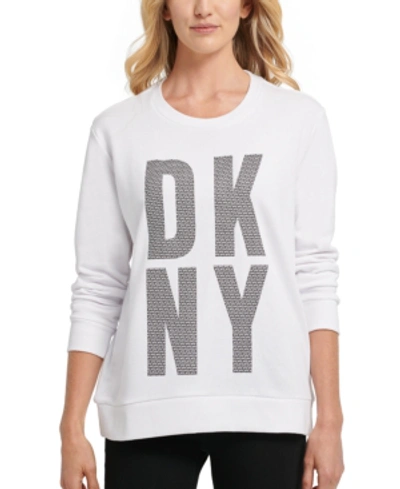 Shop Dkny Graphic Logo Sweatshirt In White/black