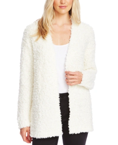 Shop Vince Camuto Fuzzy Open-front Cardigan In Antique White