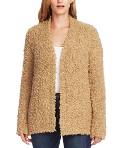 Shop Vince Camuto Fuzzy Open-front Cardigan In Latte