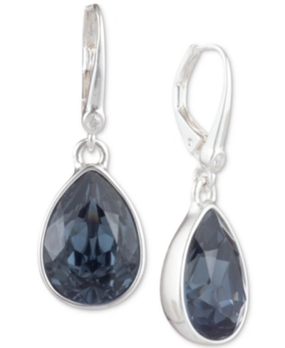 Shop Dkny Stone Teardrop Lever Back Earrings, Created For Macy's In Blue