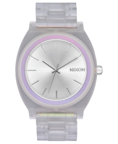 Shop Nixon Women's Time Teller Clear Bracelet Watch 40mm In Clear/silver Sunray/rainbow