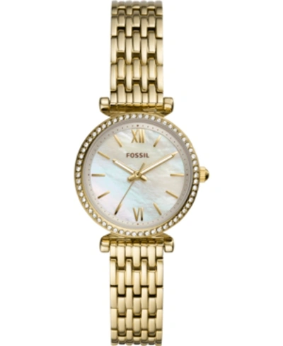 Shop Fossil Women's Carlie Mini Gold-tone Stainless Steel Bracelet Watch 28mm