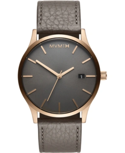 Shop Mvmt Men's Classic Bronze Age Gray Leather Strap Watch 45mm In Grey