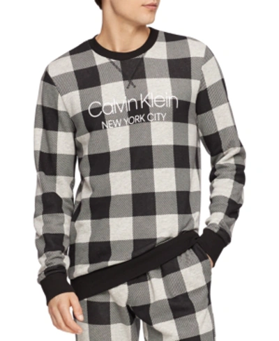 Shop Calvin Klein Men's Buffalo Plaid Sweatshirt In Grey Heather Buffalo Check