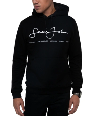 Shop Sean John Men's Big And Tall City Script Hoodie In Jet Black