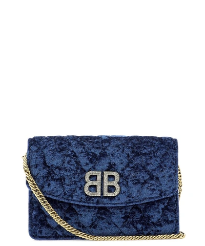Shop Balenciaga Bb Chain Wallet In Blue