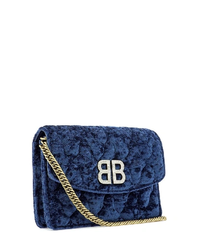 Shop Balenciaga Bb Chain Wallet In Blue
