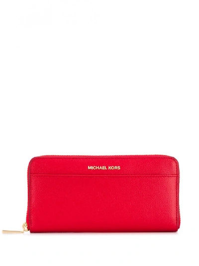 Shop Michael Michael Kors Jet Set Zip Continental Wallet In Red