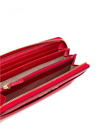 Shop Michael Michael Kors Jet Set Zip Continental Wallet In Red