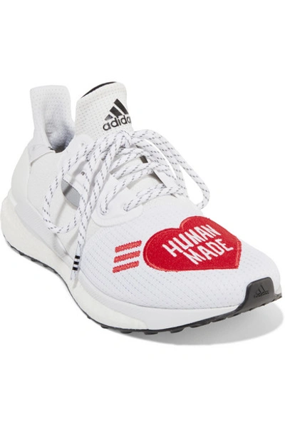 Shop Adidas Originals + Pharrell Williams + Human Made Solar Hu Appliquéd Mesh And Neoprene Sneakers In White