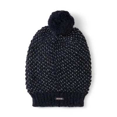 Shop Jimmy Choo Vida Navy Blended Wool Knit Hat In S300 Navy