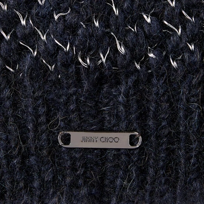 Shop Jimmy Choo Vida Navy Blended Wool Knit Hat In S300 Navy