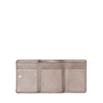 Shop Jimmy Choo Nemo Light Khaki Pearlized Grainy Leather Small Wallet With Multimetal Stars In Light Khaki/metallic Mix