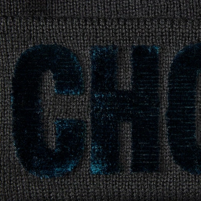 Shop Jimmy Choo Fran Teal Blended Wool Knit Hat In S203 Black/dark Teal