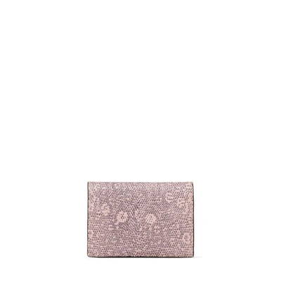 Shop Jimmy Choo Myah Ballet Pink Lizard Print Leather Bi-fold Wallet With Jc Logo