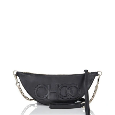 Shop Jimmy Choo Faye Black Nappa Leather Belt Bag With Embossed Choo Logo
