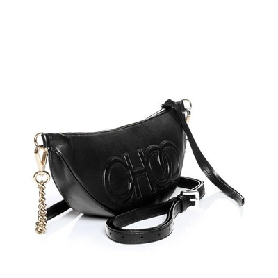 Shop Jimmy Choo Faye Black Nappa Leather Belt Bag With Embossed Choo Logo