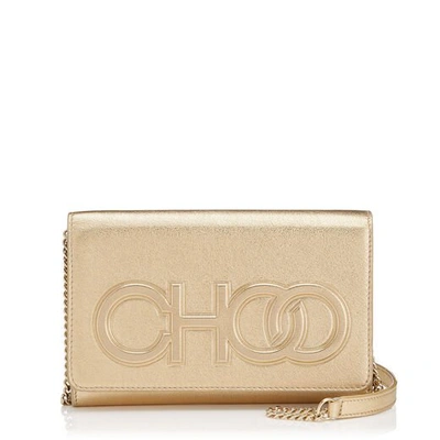 Shop Jimmy Choo Sonia Gold Metallic Nappa Leather Day Bag With Chain Strap