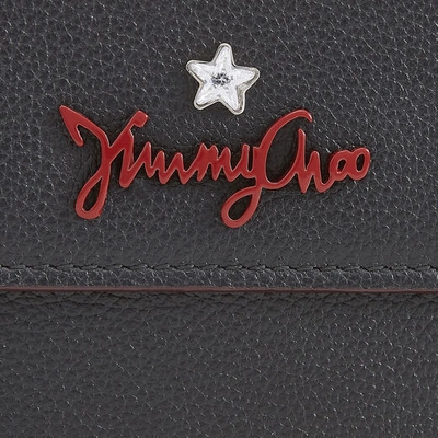 Shop Jimmy Choo Albin Black Grainy Calf Leather Coin Pouch