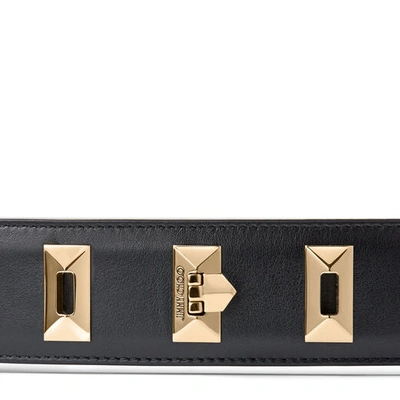 Shop Jimmy Choo Silvania Black Nappa Leather Belt With Lock Detailing