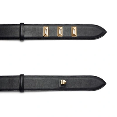 Shop Jimmy Choo Silvania Black Nappa Leather Belt With Lock Detailing