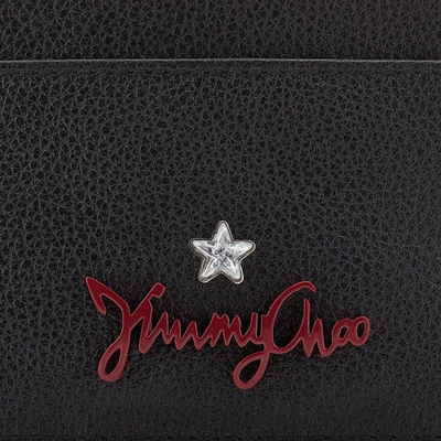 Shop Jimmy Choo Aries Black Grainy Calf Leather Card Holder