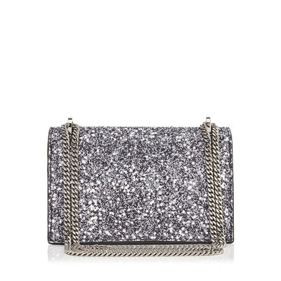 Shop Jimmy Choo Finley Gunmetal Mix Star Coarse Glitter Fabric Cross Body Mini Bag