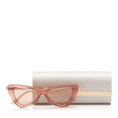 Jimmy Choo Donna Pink Flash And Silver Cat Eye Sunglasses With Pink Glitter In E2s Pink Flash Silver