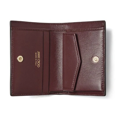 Shop Jimmy Choo Myah Bordeaux Calf Leather Bi-fold Wallet With Jc Logo
