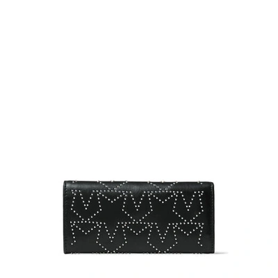Shop Jimmy Choo Nino Black Nappa Leather Wallet With Silver Mini Stud Stars In Black/silver